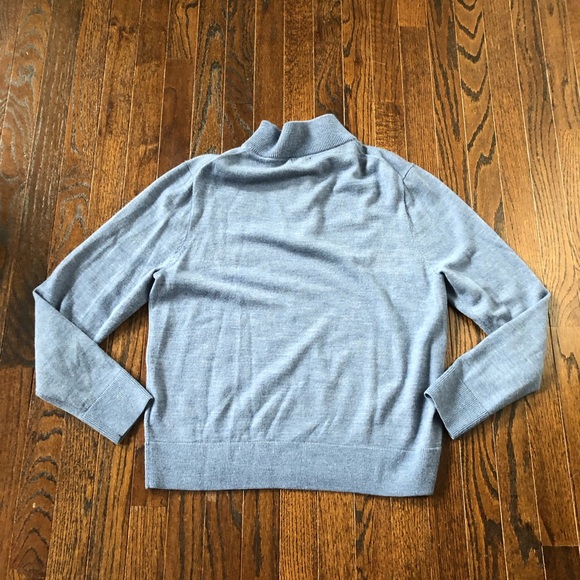 J. Crew Men’s L Heathered Blue 1/4 Zip Long-Sleeve Collared Wool-Blend Sweater - Picture 8 of 9